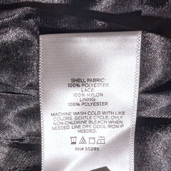 Express | Black Lace Organza Short Sleeve Peplum Top | Size Small - Picture 10 of 13